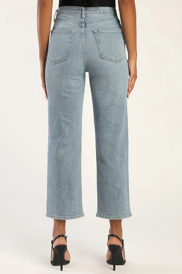 Just Black Denim Truly Cool Light Wash Ribcage Straight Leg Jeans - Image 4