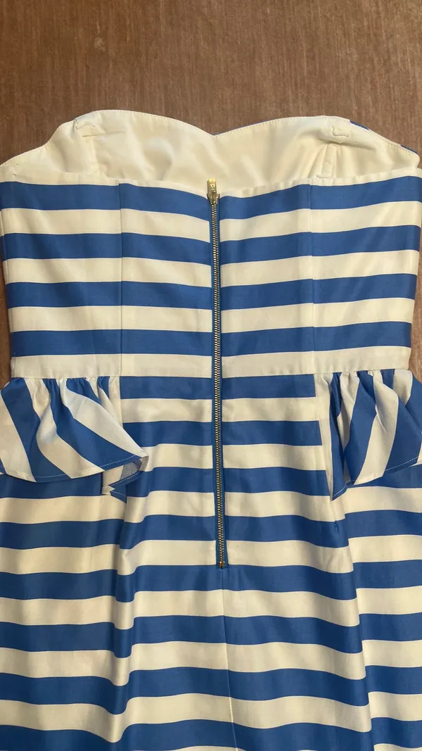 Lilly Pulitzer Strapless Mini Dress White and Blue - Image 3