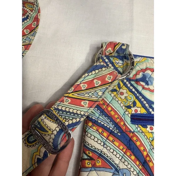 Vera Bradley Crossbody Bag Paisley Floral Quilted‎ Cotton Purse Adjustable Strap - Image 9