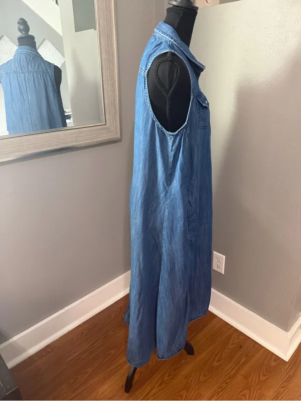 INC International Concepts denim costal cowgirl high-low boho dress 10 - Image 5