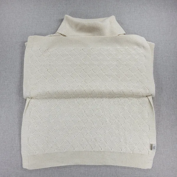 Tantrums Womens Vest One Size Ivory Wool Blend Cross Hatch Turtleneck Knit - Image 10