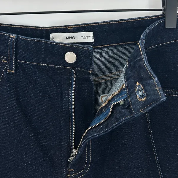 MNG Mango Women Dark Wash Seam Detail Wide Leg Crop Jeans Size 12‎ Denim Pants - Image 4