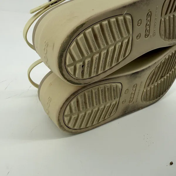Crocs Brooklyn Strappy Low Wedge Sandal Bone Cream‎ Women 9 Comfort LiteRide Y2K - Image 9
