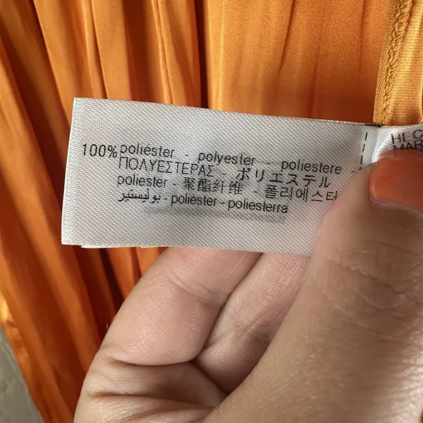 NEW ZARA ZW COLLECTION Satin Jumpsuit Large Orange Wide Leg Halter 2090/098/615 - Image 8