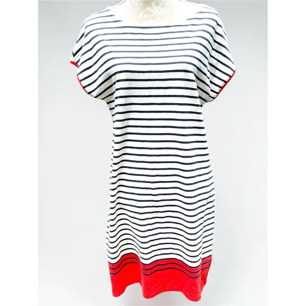 Boden Paulina Jersey Midi Dress US 8R Striped Cotton Coastal Preppy Breton - Image 3