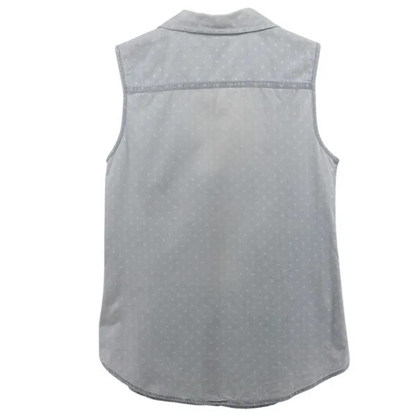 Per Se‎ Baby Blue White Polka Dot Chambray Button up Vest Country Rodeo Size S - Image 6