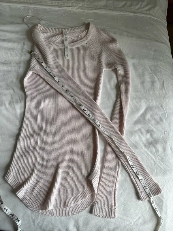 Lululemon Cabin Yogi Long Sleeve Light Pink Sweater Knit Top US 2 Cashmere Mix - Image 10