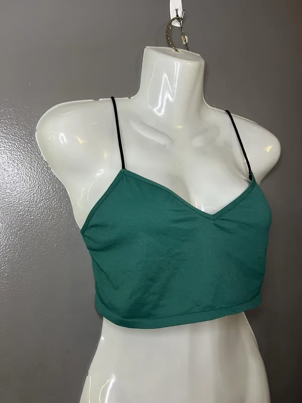 Intimately Free People Bralette Bra Womens Medium Green V Neck Wireless Crop Top - Image 2