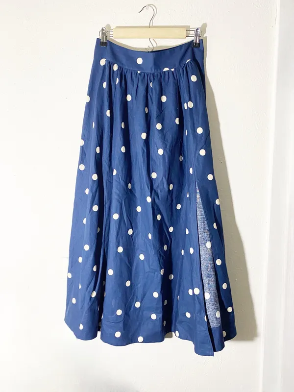 Sézane Sophie skirt size 38 Navy with Ecru Dots - Image 3