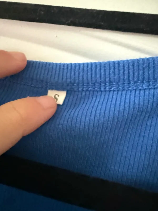 Blue Ribbed Long Sleeve Top - Image 3