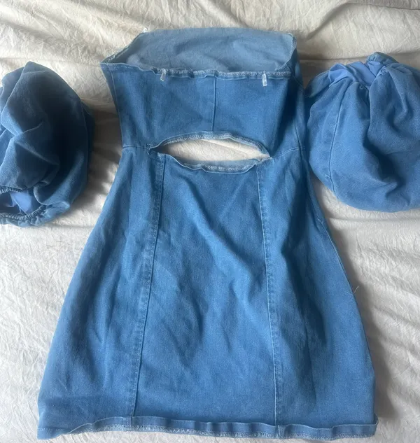 Strapless Denim Dress Blue - Image 4