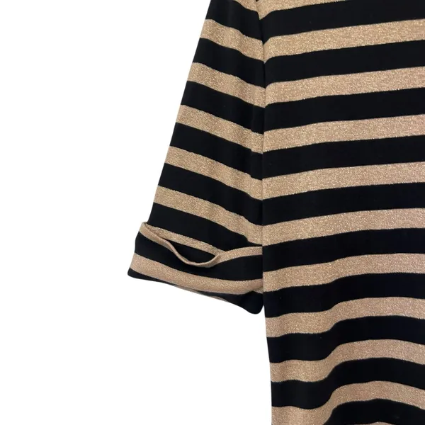 Lauren Ralph Lauren Black Gold Striped Shirt Sz L - Image 4