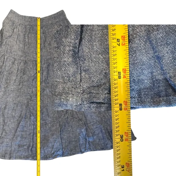 Matty M Three Tiered Blue Midi Linen Blend Skirt Size Extra Small - Image 4