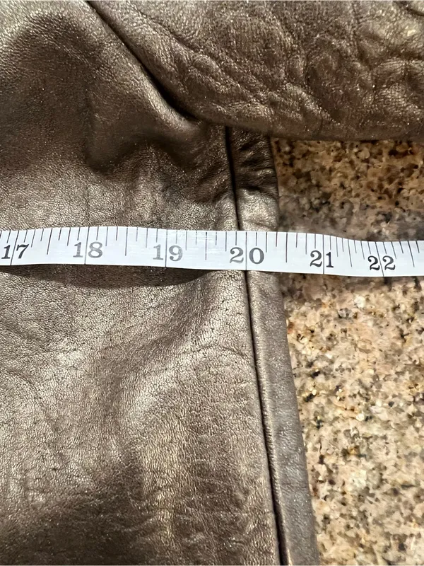 PI Poleci Metallic Bronze Thick Leather Cropped Jacket Small NWOT Tan - Image 9