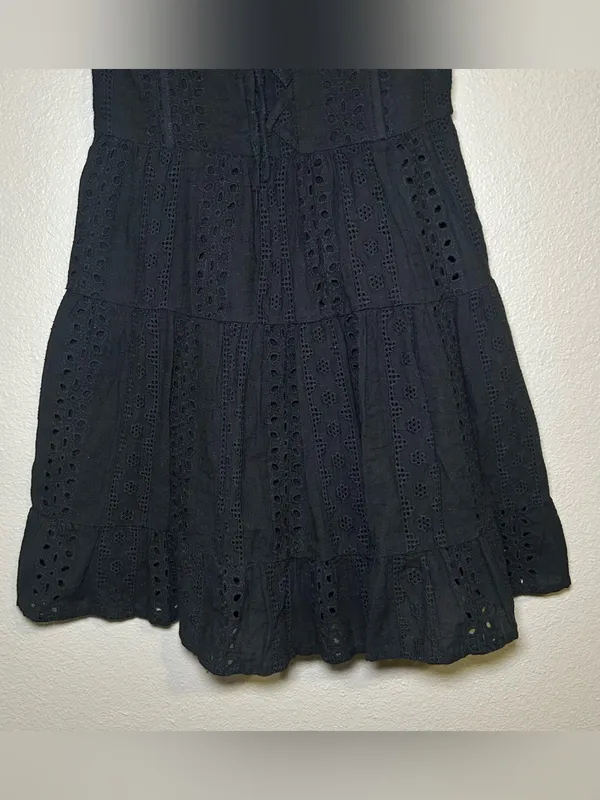 Edikted Liora Black Cotton Lace Tiered Strapless Mini Dress Women’s Size Small - Image 4