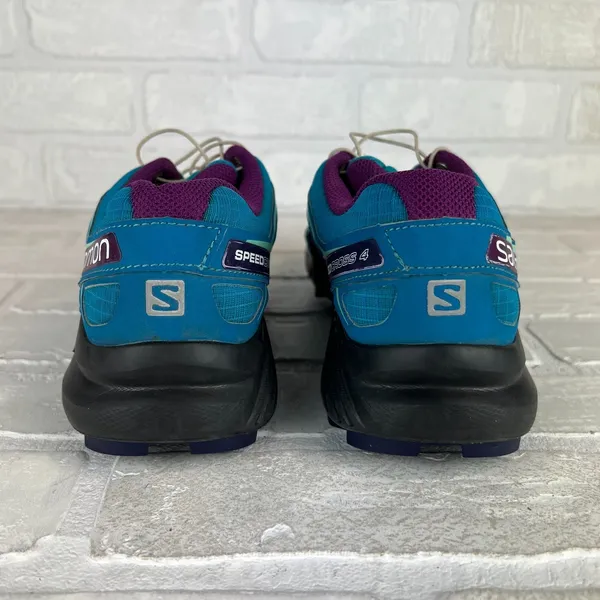 Salomon Speedcross 4 Shoes Womens 8.5 Blue Purple Trail Running Quicklace Lugs - Image 4