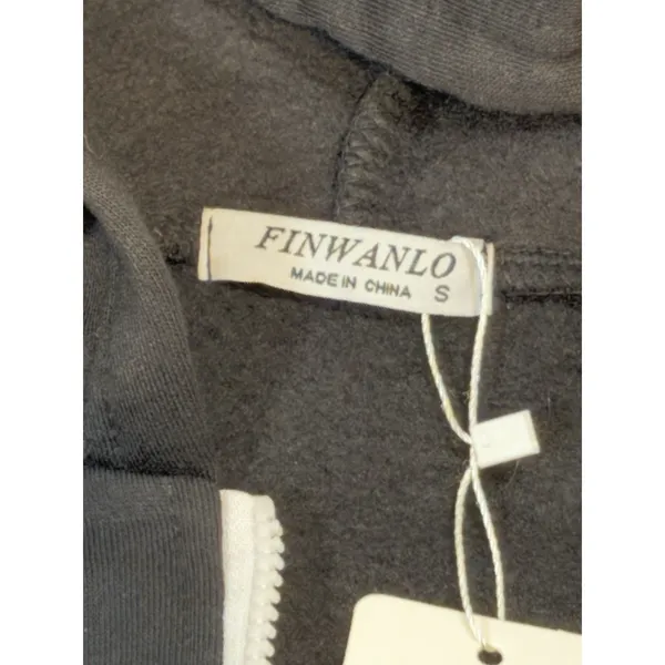 FINWANLO Women’s S Black Fleece Full Zip Hoodie Long Sleeve w/ Pockets - Image 2