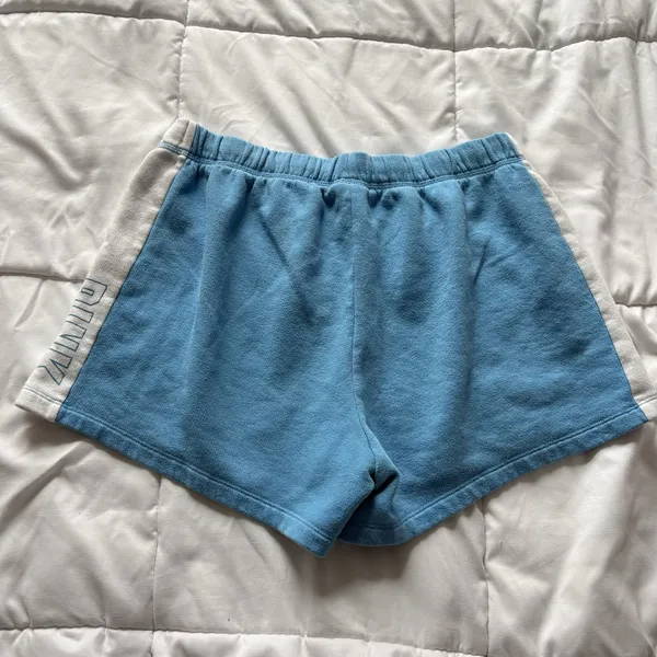 VS PINK Boyfriend Sweat‎ Shorts Womens Size Medium Blue White Pockets Active - Image 8