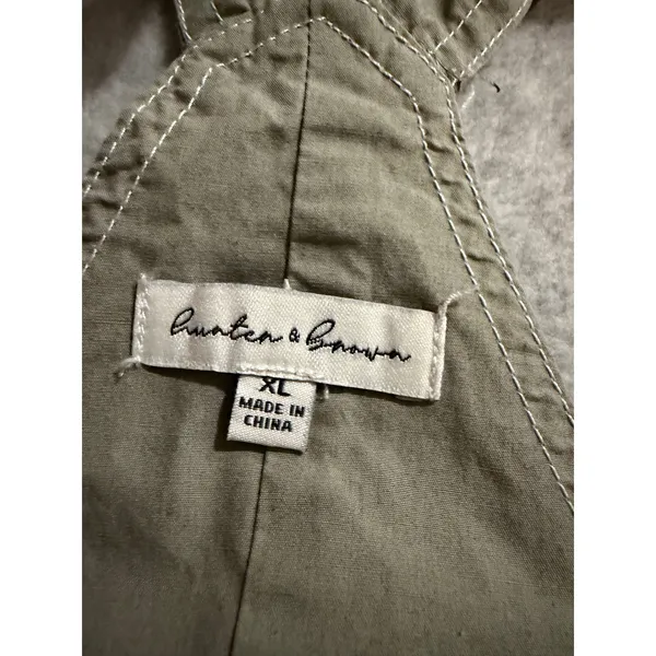 Hunter & Brown Cargo Overalls Womens XL Olive Green Wide Leg Cotton HBP421 - Image 6