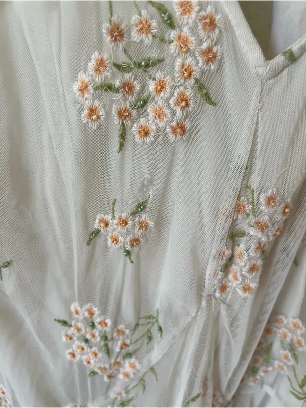 Free People Embroidered Holding On Convertible Maxi Dress in Cream - Image 5