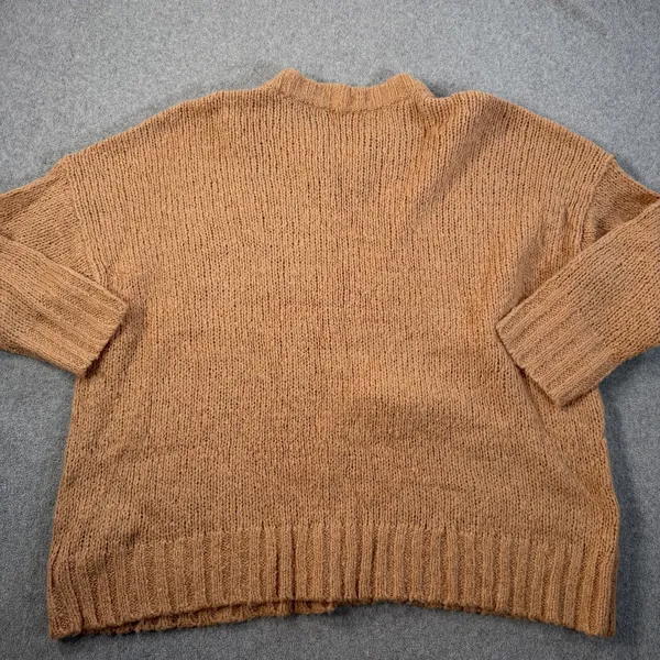 Aerie Women's Small Brown Chunky Knit Oversized Sweater Crew Neck Wool Blend - Image 10