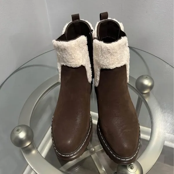 Pierre Dumas Brown and Cream Heeled Boots - Image 6