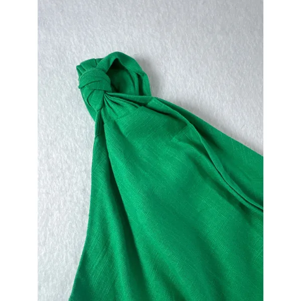 Hello‎ Molly Yummy Love Green One Shoulder Wrap Mini Dress Knot Detail Sz S US 4 - Image 4