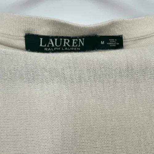 LAUREN RALPH LAUREN‎ Sweater Dress Med Blue Cream Colorblock Silk Quiet Luxury - Image 5