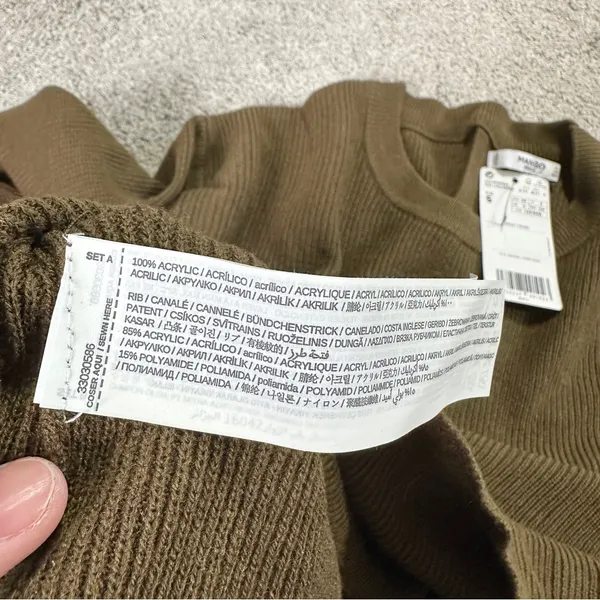 NWT Mango Women’s Crewneck Knit Sweater Longsleeve in Dark Olive S - Image 10