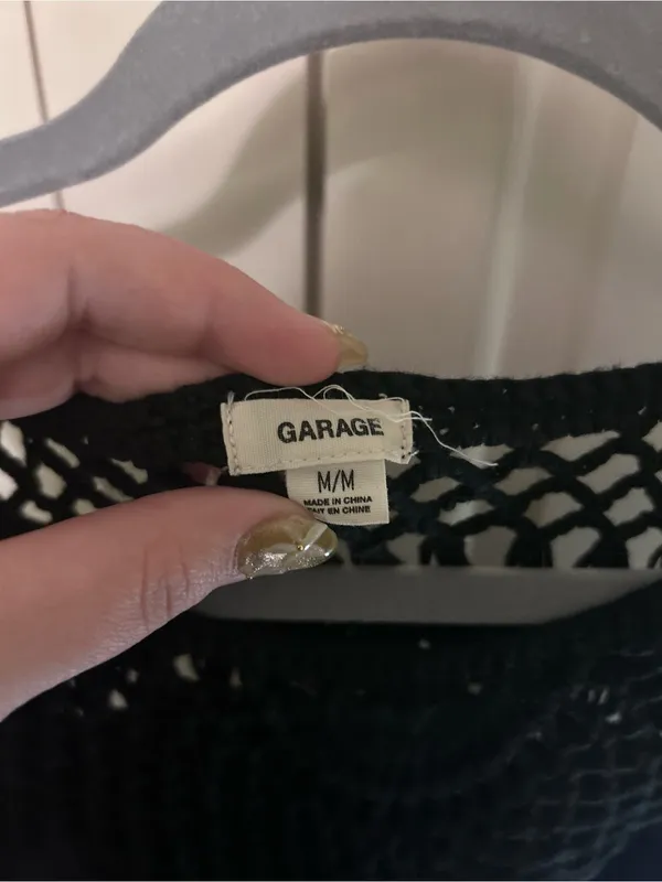 Garage Black Crochet Velvet Tank Top - Image 3