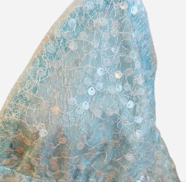 NWT Edikted Blue Sequin Sheer Babydoll Top Cami Tank Crop Top XL - Image 5