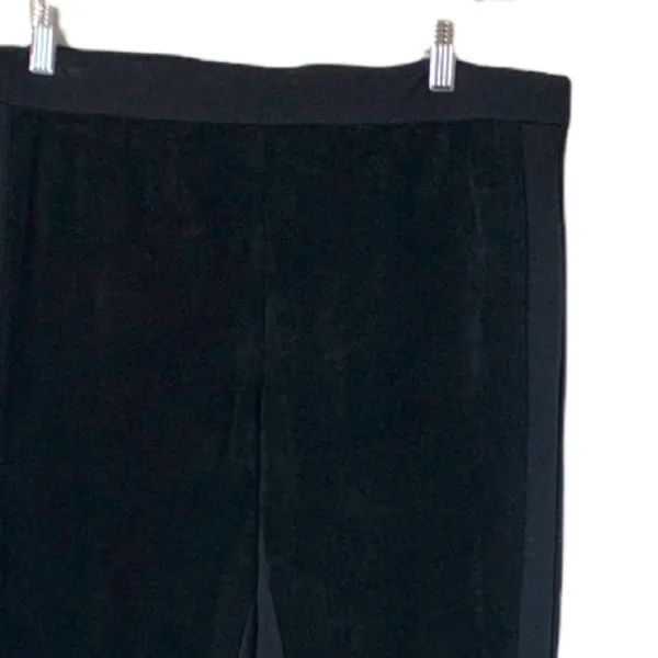 Ecru Black Faux Suede Leather Ponte Slim Leg Ankle Pants Women's Size Large - Image 7