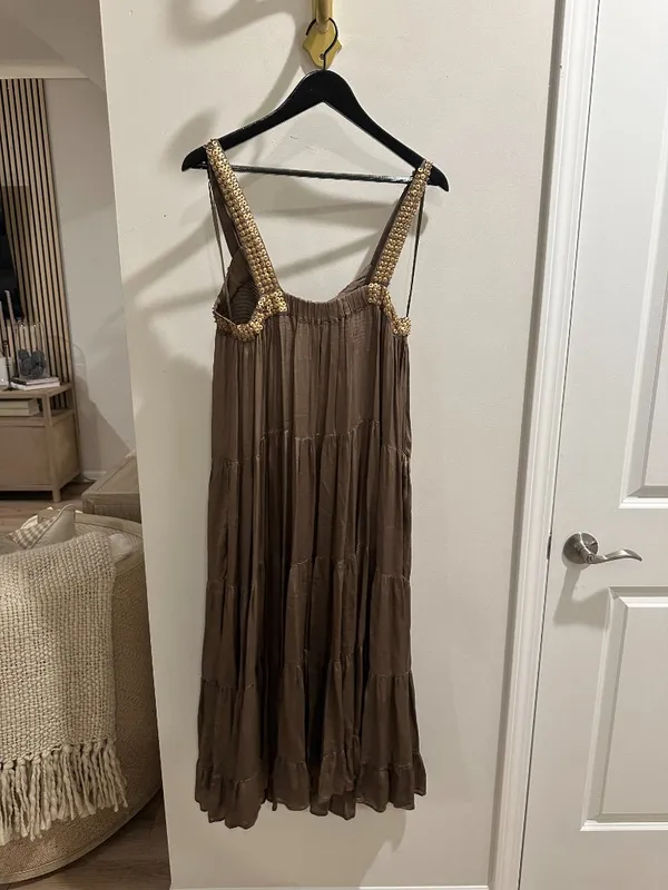 FREE PEOPLE Isadora Midi Dress in Green Size Small - Image 6
