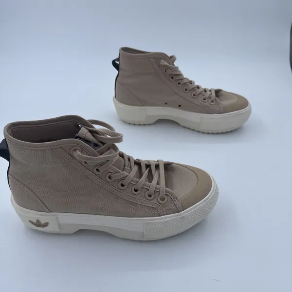 Adidas Nizza Trek Canvas Sneakers Women's Size 7 Tan Lace Up Platform Trainer - Image 2