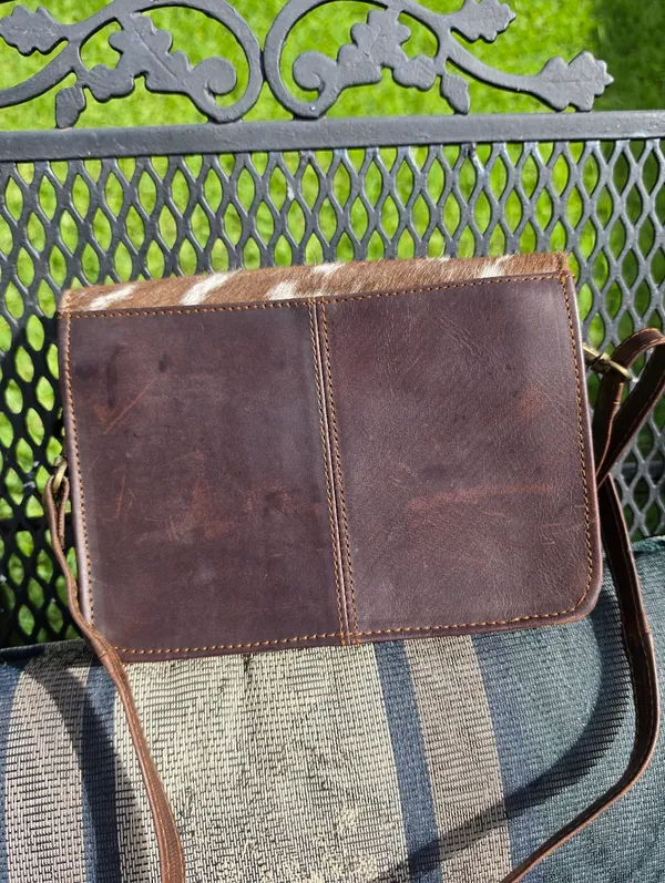 Unique hair on hide Brown Leather Purse Crossbody - Image 3