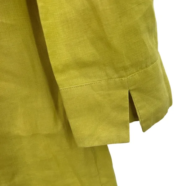 Tyler Boe Linen Tunic Top Women's Medium Citron Yellow V Neck 3/4‎ Sleeve - Image 4