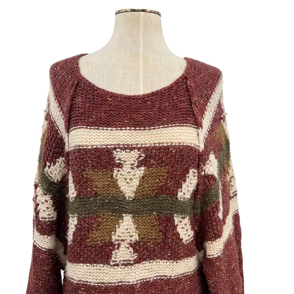 Free People Northern Lights Sweater‎ Mini Dress Boho Knit Red Size XS - Image 4