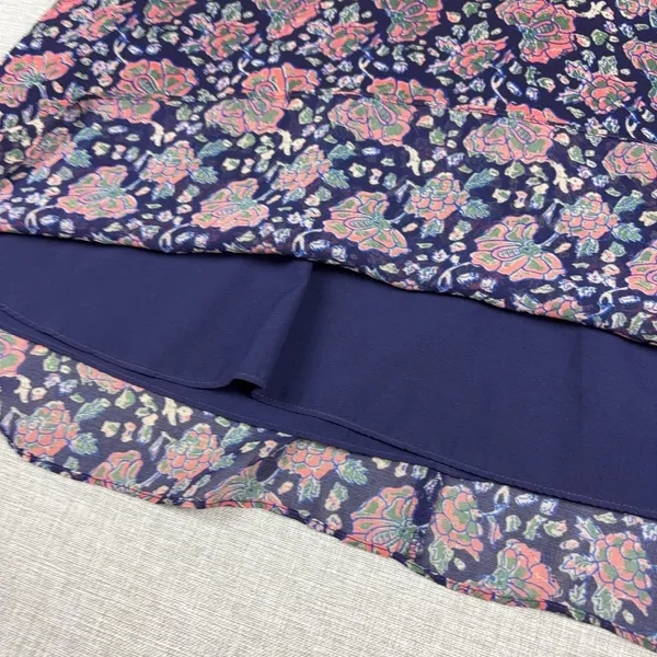 Madewell Dress Womens 6 Blue Floral V-Neck Short Sleeve Fit Flare Lined Chiffon - Image 4