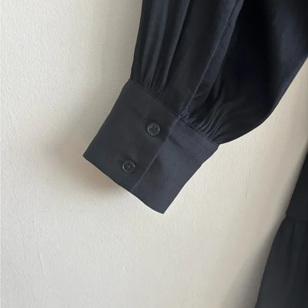 Banana Republic Black Women’s Ruffle Tiered Long Sleeve Mini Dress Size S/P - Image 4