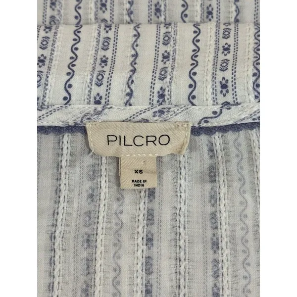 Anthropologie Pilcro Womens Top Blue The Keira Waisted Tuxedo Front Blouse XS - Image 4