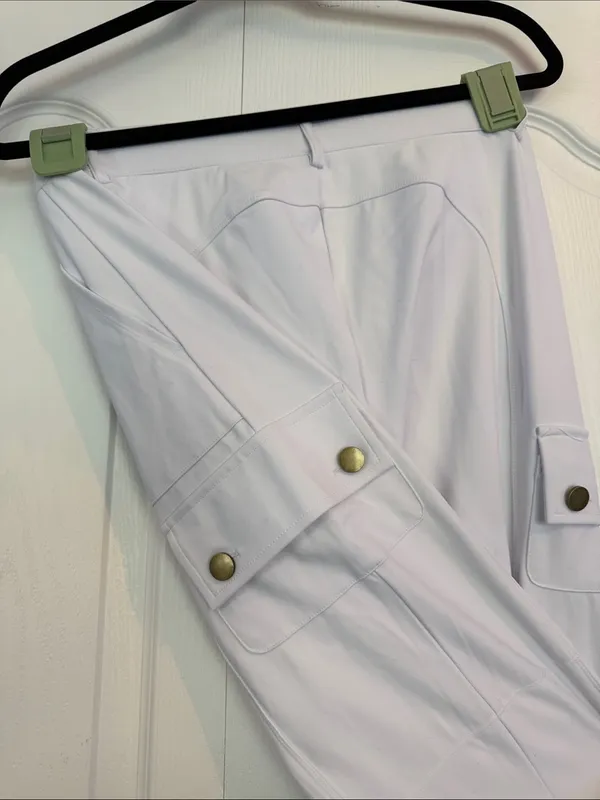 HALARA White Wide Leg Cargo Pants - Medium Regular - Image 5