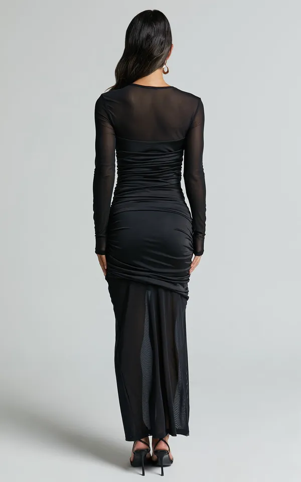 Showpo New Sahara Midi Dress Long Sleeve Mesh Dress Size Small MSRP $99 - Image 4
