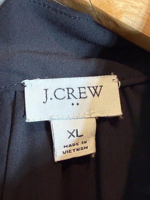 J. Crew Long-Sleeve Shirred Mockneck Top Blouse Women's XL Black Career Preppy - Image 9
