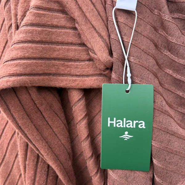 Halara Dress Sz Sm Ribbed‎ Knit Flare Long Sleeve Flowy Casual Brown Minimalist - Image 7