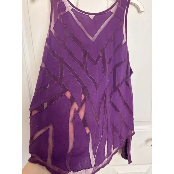 Free People Purple Ethereal Daze Ginger Tank M Sheer Mesh Fairycore Boho - Image 5