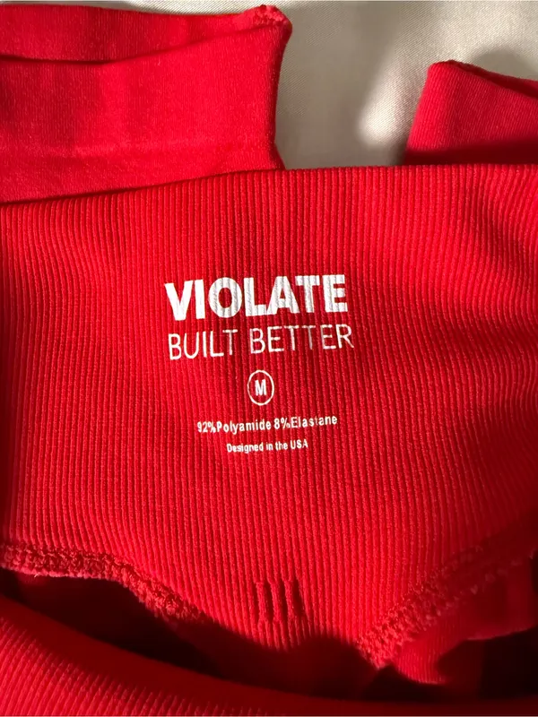 High-Waist Red Seamless Bike Shorts for Women - Image 8