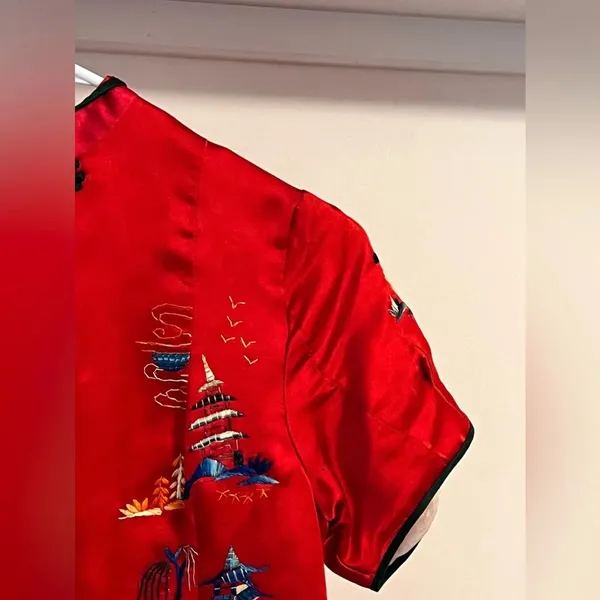 Satin Japanese Embroidered Blouse - Image 4