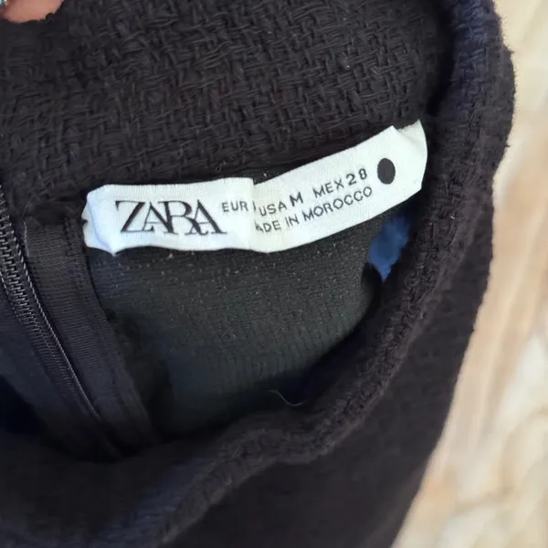 Zara Black Textured Tweed High Neck Crop Top Halter‎ Side Zip Size M - Image 7