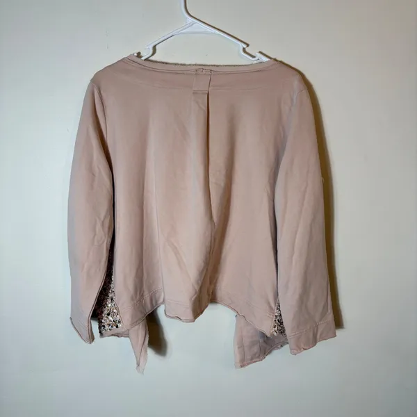 Anthropologie Postmark Paillette Sequin Cardigan Size‎ Large Tan - Image 10