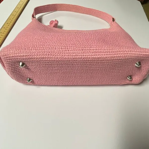 Betmar pink woven satchel or top handle bag. - Image 2
